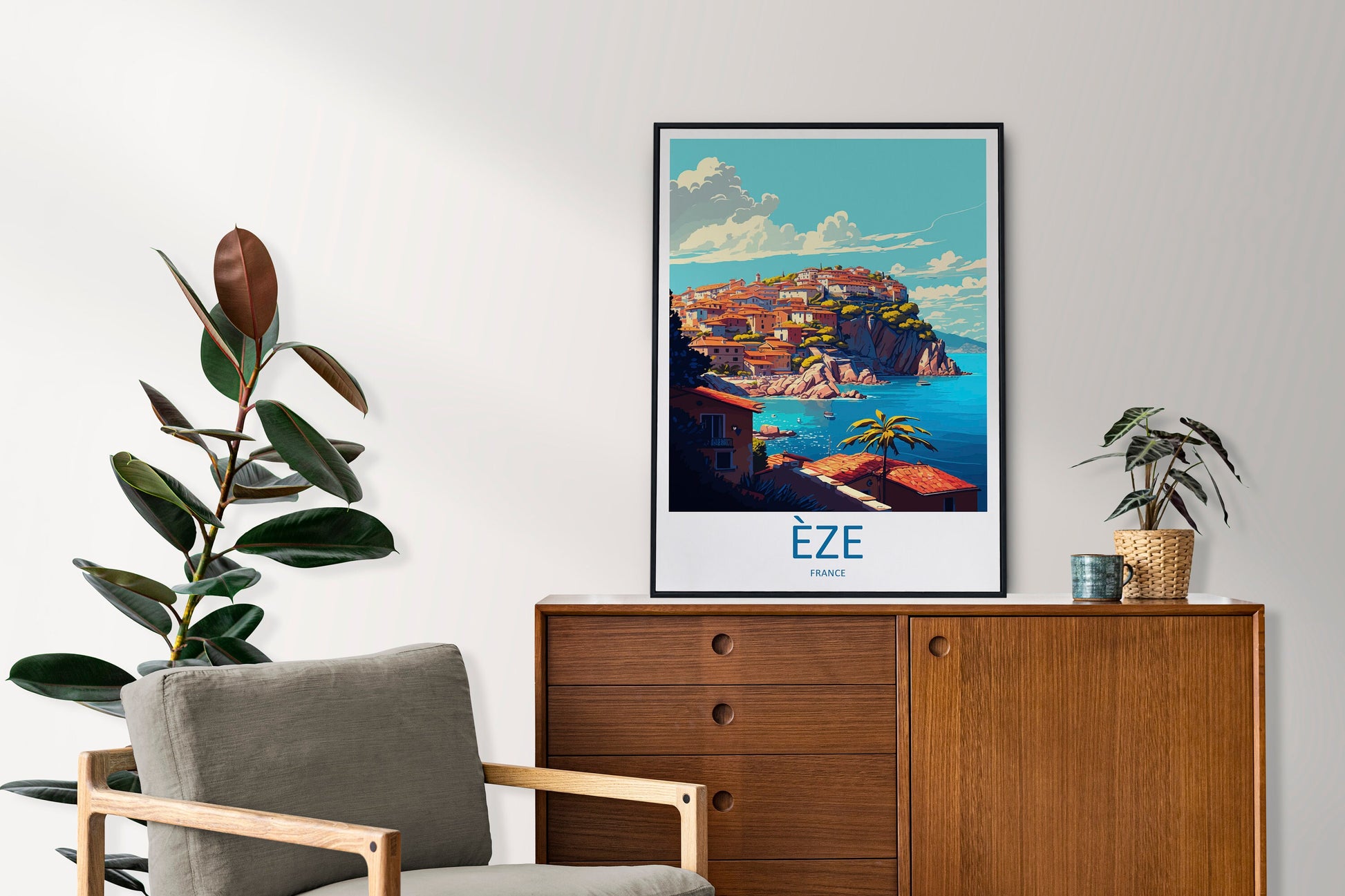 Eze Travel Print Wall Art Eze Wall Hanging Home Décor Eze Gift Art Lovers France Art Lover Gift Eze Print France Artwork Eze Coastal Artwork