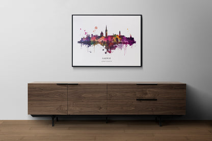 Galway Watercolour Skyline Print Galway Cityscape Galway Home Décor Art Print Ireland Wall Art Galway Souvenir Print Galway Watercolour Art