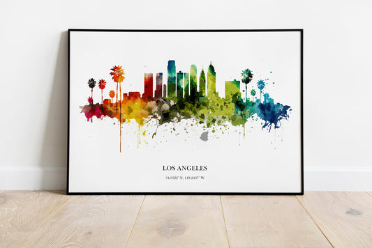 Los Angeles Watercolour Skyline Print Los Angeles Cityscape Los Angeles Home Décor Art Print USA Wall Art Los Angeles Print Los Angeles