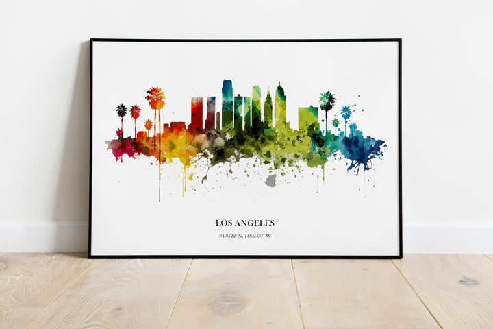 Los Angeles Watercolour Skyline Print Los Angeles Cityscape Los Angeles Home Décor Art Print USA Wall Art Los Angeles Print Los Angeles