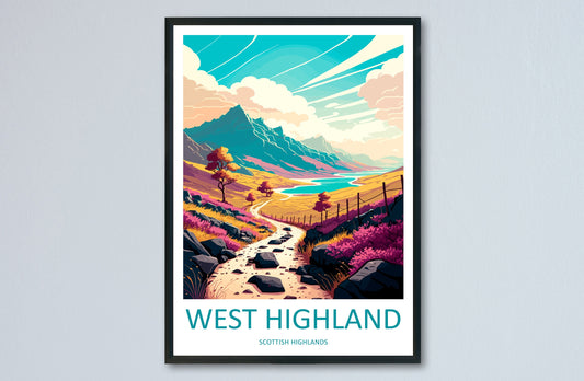 West Highland Travel Print Wall Art West Highland Wall Hanging Home Decoration West Highland Gift Art Lovers Scottish Highlands Wall Art
