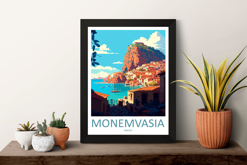 Monemvasia Travel Print Wall Art Monemvasia Greece Wall Hanging Home Decoration Monemvasia Gift Art Lovers Wall Art Print Monemvasia Greece