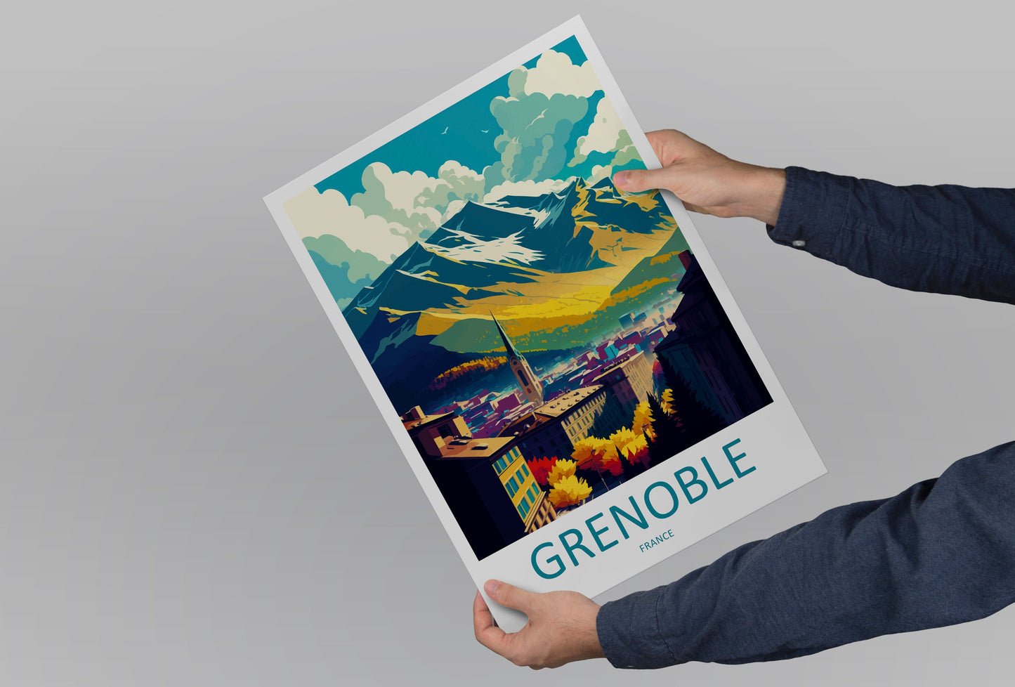 Grenoble Travel Print Wall Art Grenoble Wall Hanging Home Décor Grenoble Gift Art Lovers France Art Lover Gift Grenoble Print France Artwork