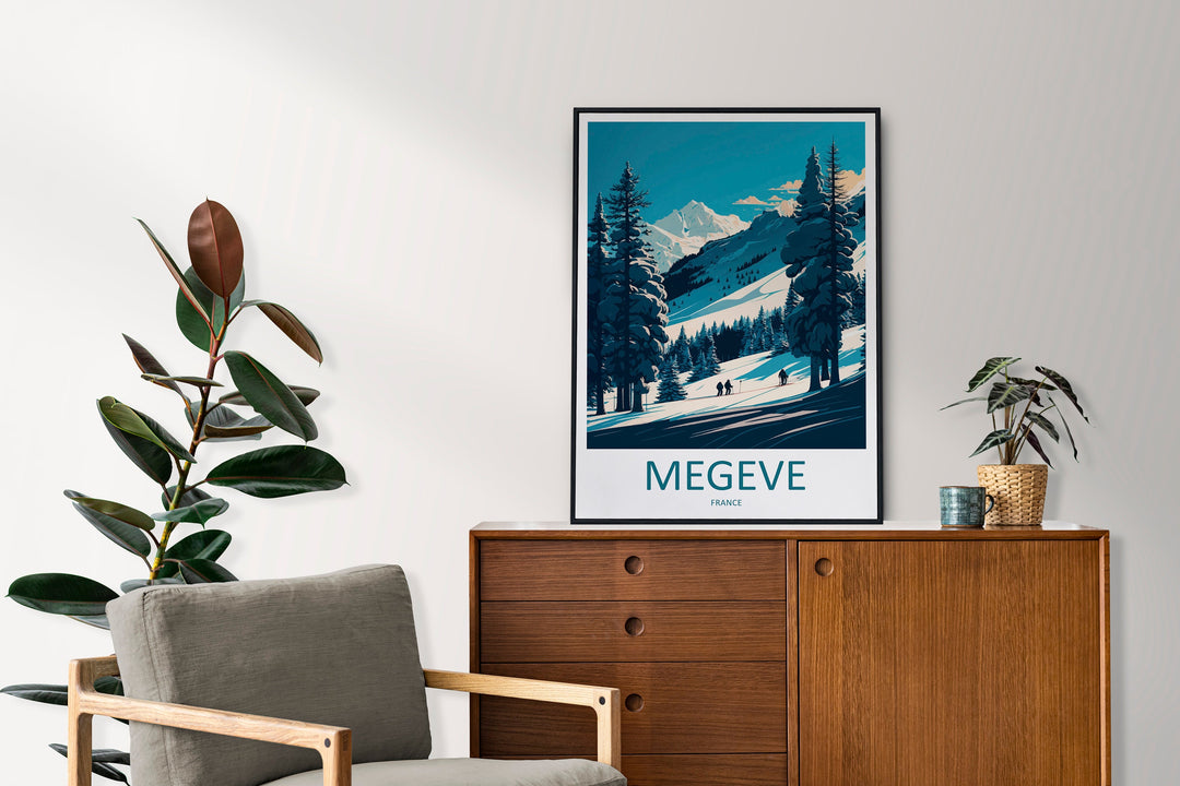 Megeve Travel Print Wall Art Megeve Wall Hanging Home Décor Megeve Gift Art Lovers Ski Art Lover Gift Les Arcs Print Skiing Megeve Ski Art