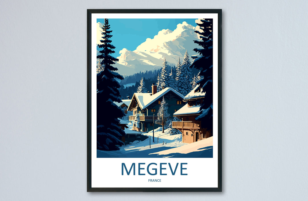 Megeve Travel Print Wall Art Megeve Wall Hanging Home Décor Megeve Gift Art Lovers Ski Art Lover Gift Les Arcs Print Skiing Megeve Ski Art