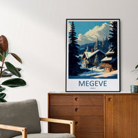 Megeve Travel Print Wall Art Megeve Wall Hanging Home Décor Megeve Gift Art Lovers Ski Art Lover Gift Les Arcs Print Skiing Megeve Ski Art