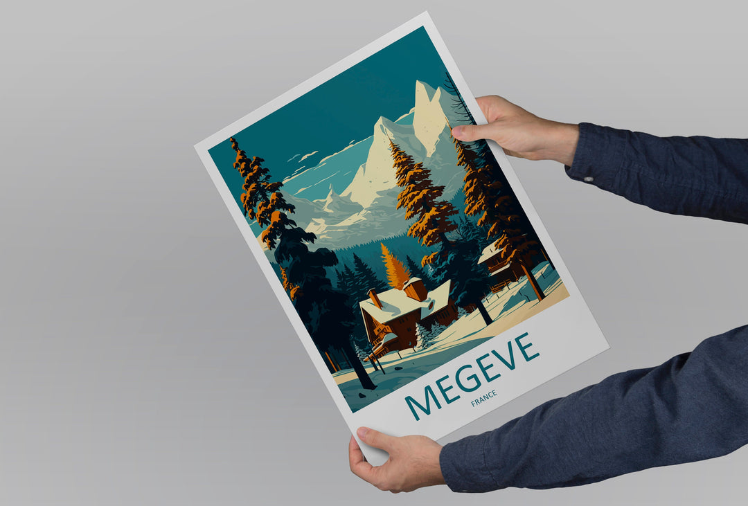 Megeve Travel Print Wall Art Megeve Wall Hanging Home Décor Megeve Gift Art Lovers Ski Art Lover Gift Les Arcs Print Skiing Megeve Ski Art