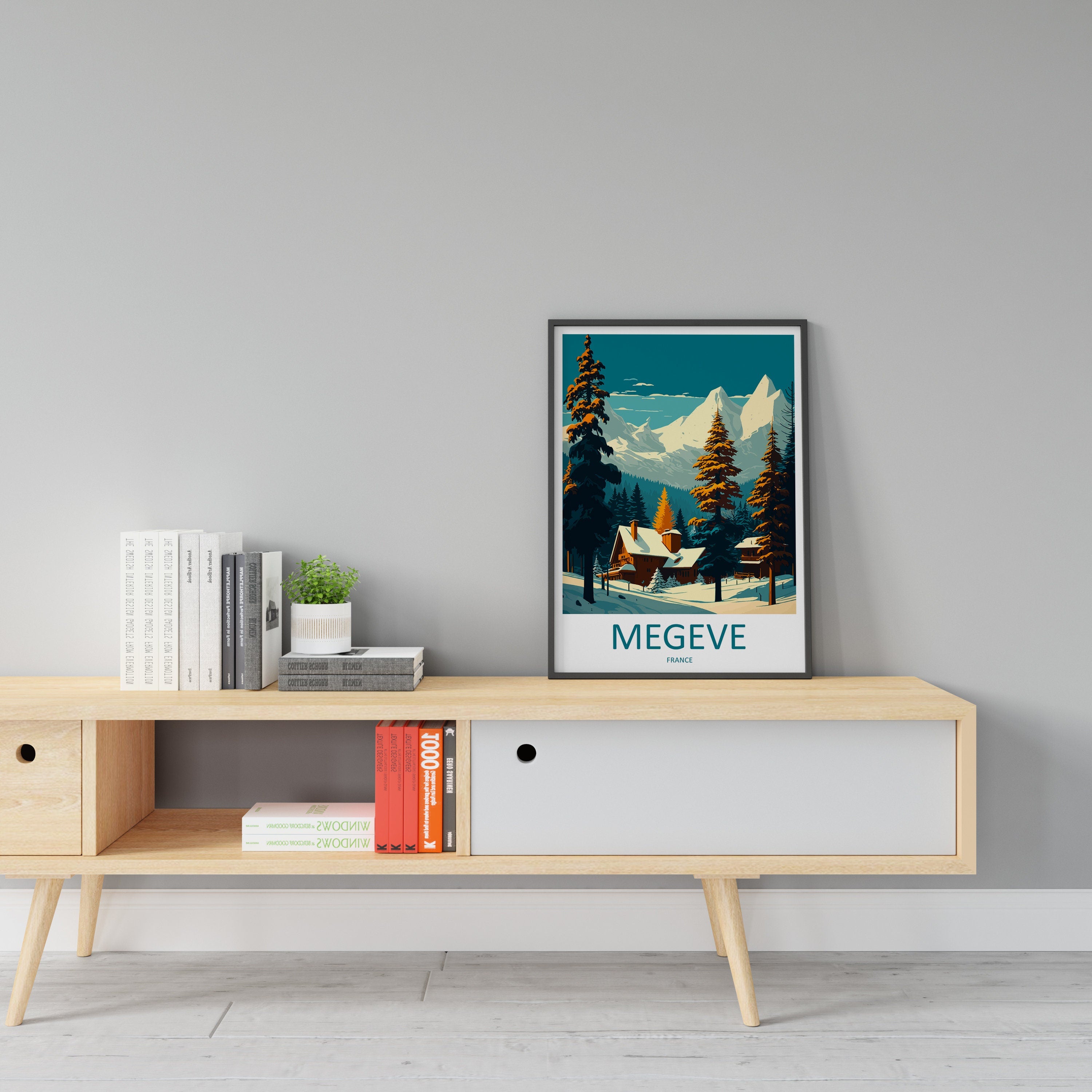 Megeve Travel Print Wall Art Megeve Wall Hanging Home Décor Megeve Gift Art Lovers Ski Art Lover Gift Les Arcs Print Skiing Megeve Ski Art