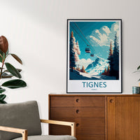 Tignes Travel Print Wall Art Tignes Wall Hanging Home Décor Tignes Gift Art Lovers Ski Art Lover Gift Tignes Print Skiing Tignes Ski Art