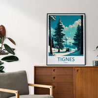 Tignes Travel Print Wall Art Tignes Wall Hanging Home Décor Tignes Gift Art Lovers Ski Art Lover Gift Tignes Print Skiing Tignes Ski Art