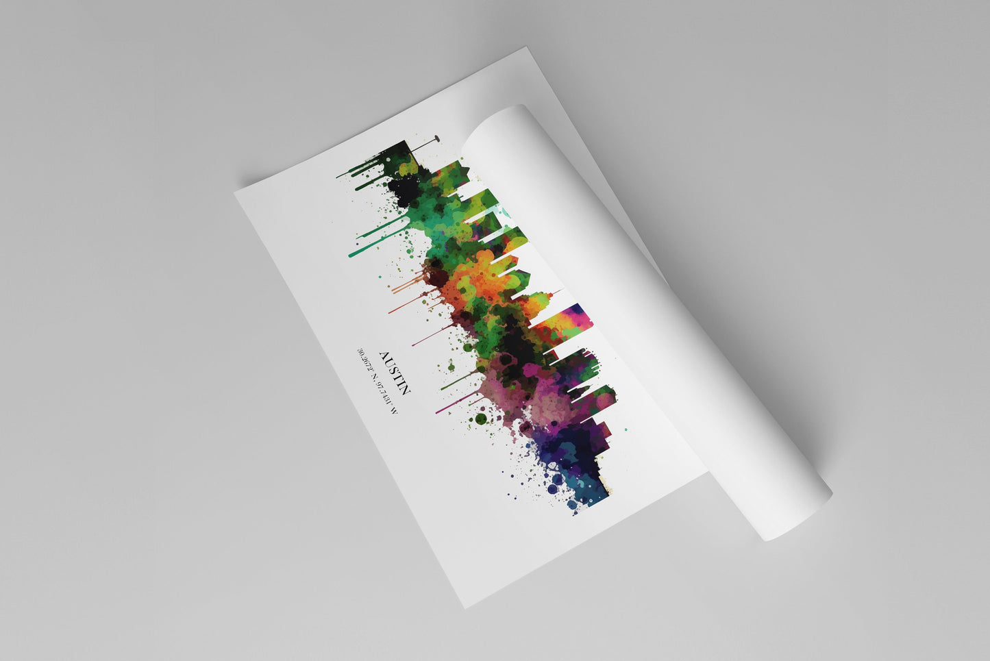 Austin Watercolour Skyline Print Austin Cityscape Austin Home Décor Art Print Wall Art Austin Print Austin Skyline Watercolour Poster Art