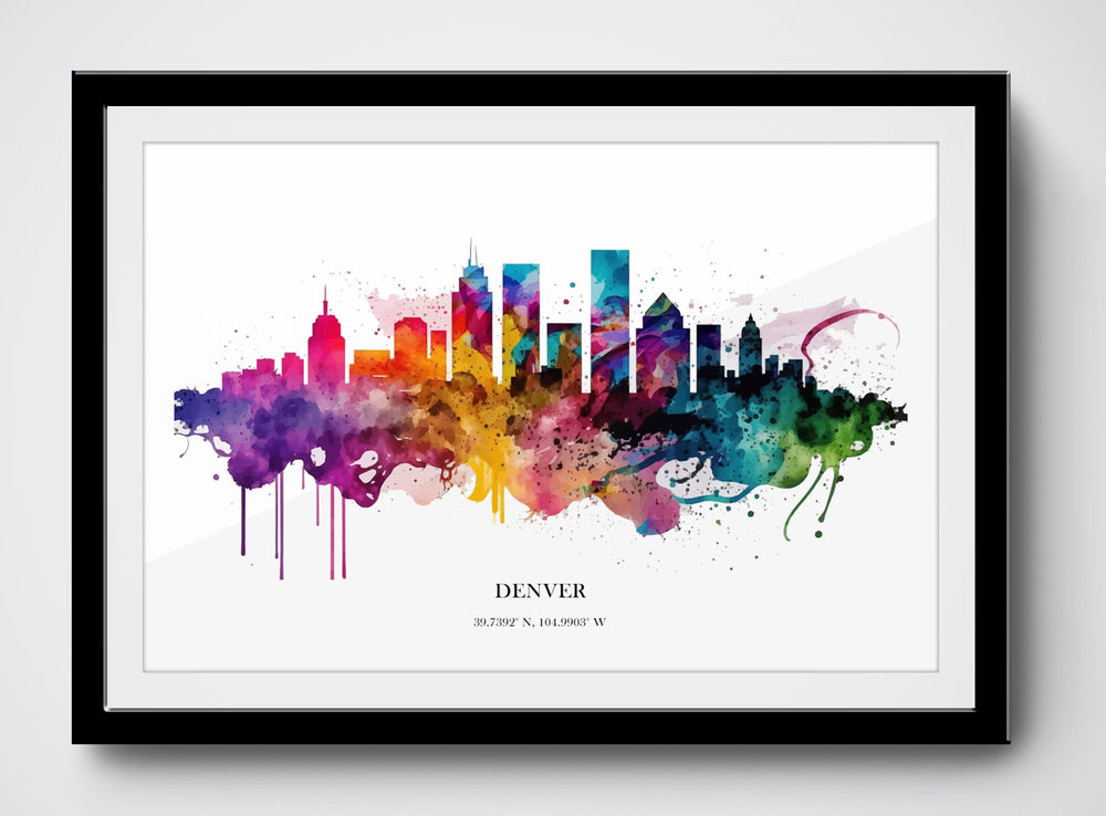 Denver Watercolour Skyline Print Denver Cityscape Denver Home Décor Art Print Wall Art Denver Print Denver Skyline Watercolour Poster Art