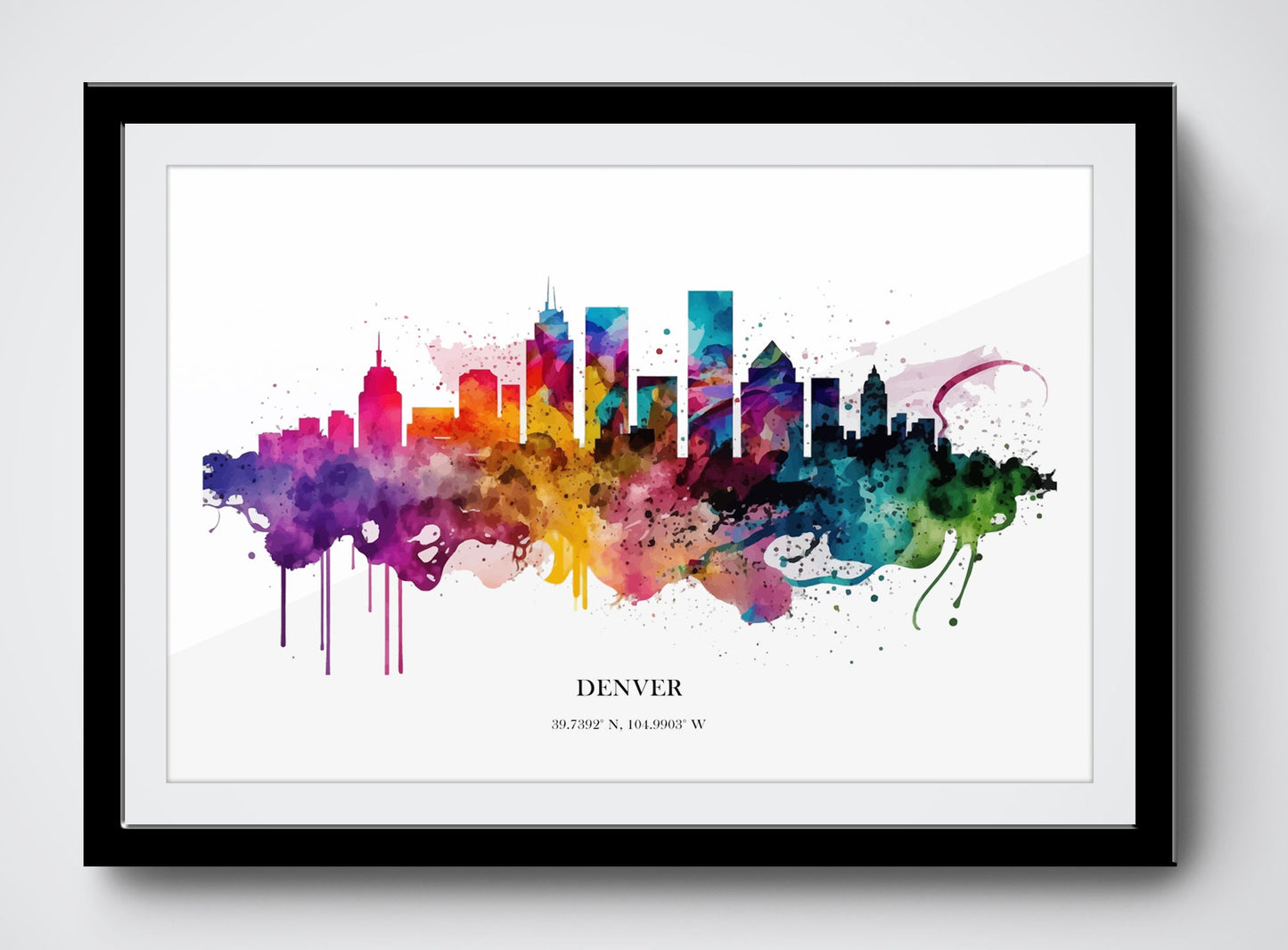 Denver Watercolour Skyline Print Denver Cityscape Denver Home Décor Art Print Wall Art Denver Print Denver Skyline Watercolour Poster Art
