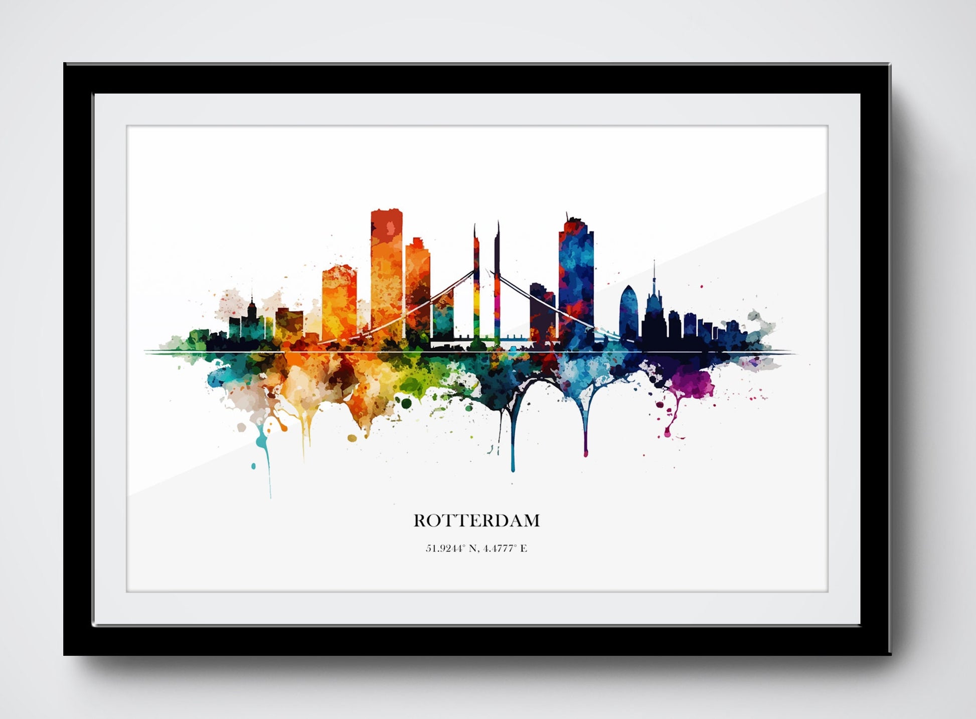 Rotterdam Watercolour Skyline Print Rotterdam Cityscape Rotterdam Home Décor Art Print Wall Art Rotterdam Print Rotterdam Watercolor Skyline
