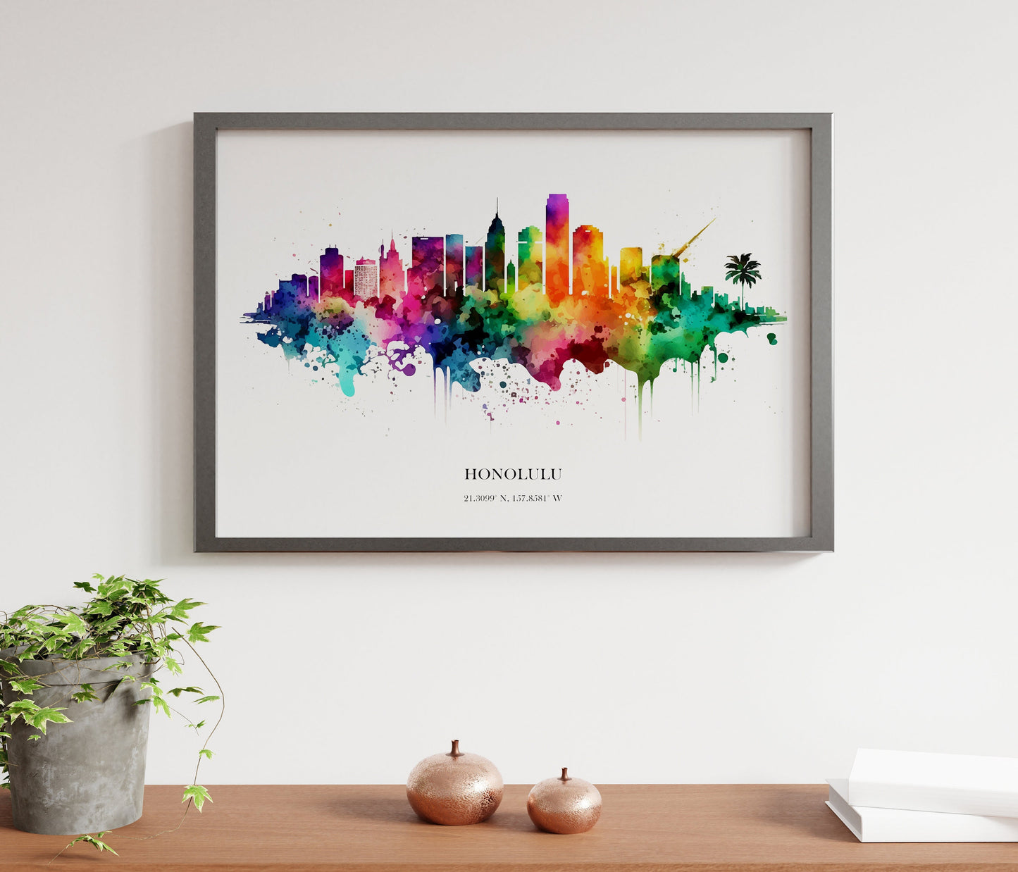 Honolulu Watercolour Skyline Print Honolulu Cityscape Honolulu Home Décor Art Print Wall Art Honolulu Print Honolulu Watercolour Art Print