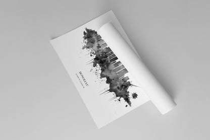 Honolulu Watercolour Skyline Print Honolulu Cityscape Honolulu Home Décor Art Print Wall Art Honolulu Print Honolulu Watercolour Art Print