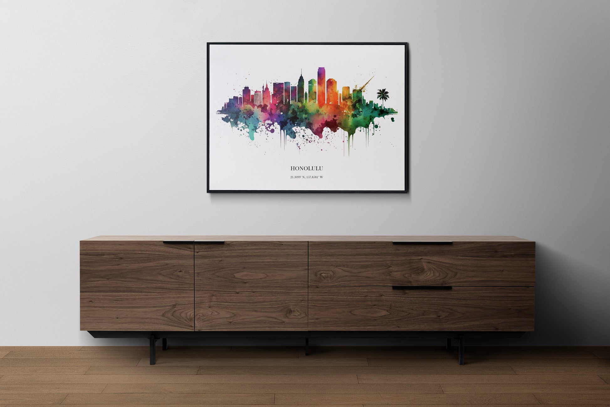 Honolulu Watercolour Skyline Print Honolulu Cityscape Honolulu Home Décor Art Print Wall Art Honolulu Print Honolulu Watercolour Art Print