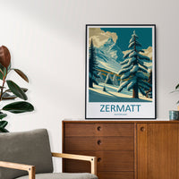 Zermatt Travel Print Wall Art Zermatt Wall Hanging Home Décor Zermatt Gift Art Lovers Ski Art Lover Gift Zermatt Print Skiing Zermatt Art
