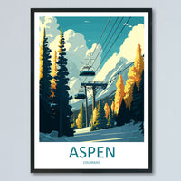 Aspen Travel Print Wall Art Aspen Wall Hanging Home Décor Aspen Gift Art Lovers Ski Art Lover Gift Aspen Print Skiing Aspen Ski Art Poster
