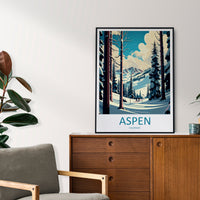 Aspen Travel Print Wall Art Aspen Wall Hanging Home Décor Aspen Gift Art Lovers Ski Art Lover Gift Aspen Print Skiing Aspen Ski Art Poster