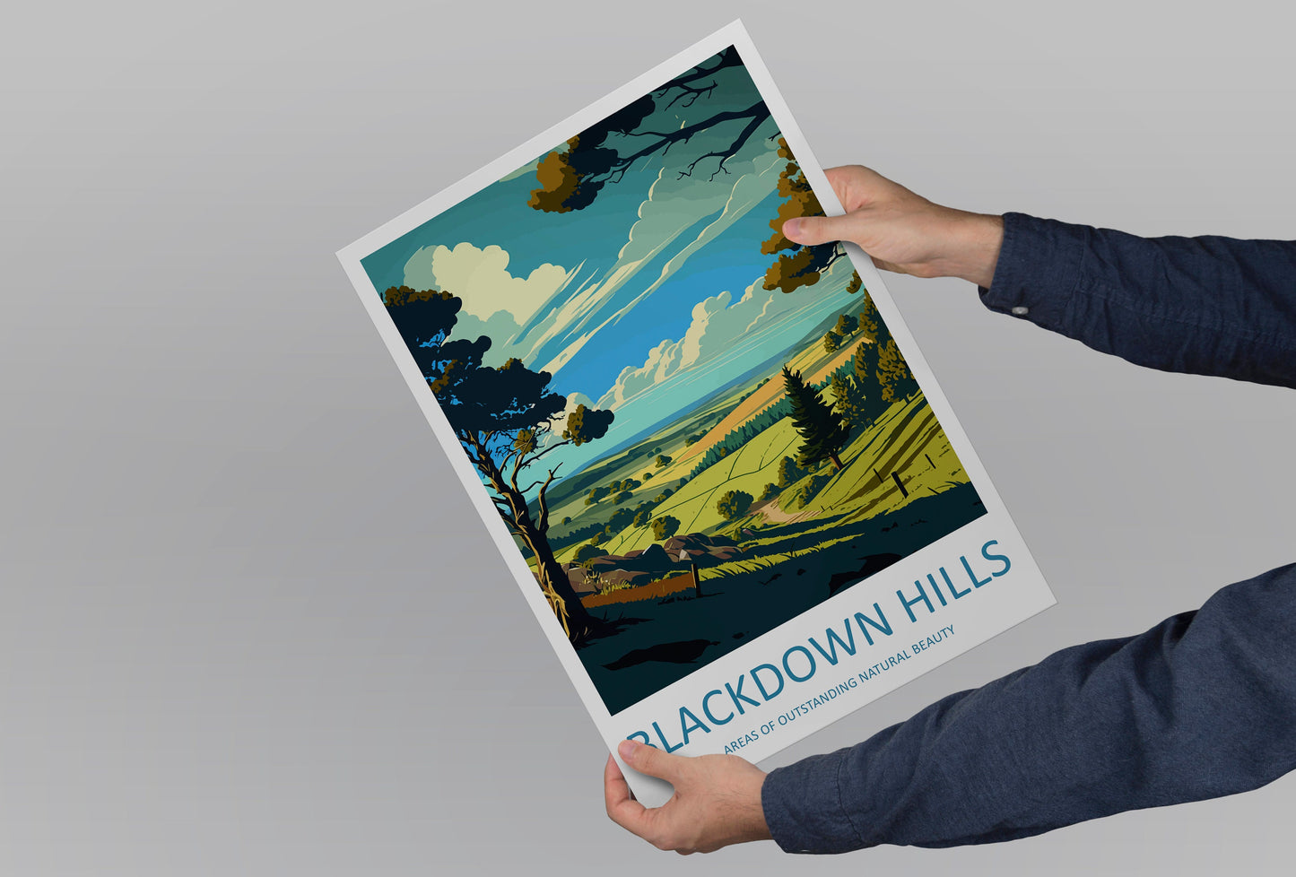 Blackdown Hills Travel Print Wall Art Blackdown Hills Wall Hanging Home Decoration Blackdown Hills Gift Art Lovers Wall Art AONB Wall Print