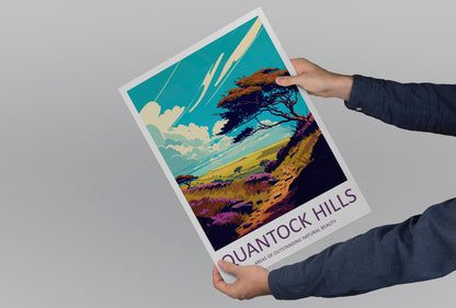 Quantock Hills Travel Print Wall Art Quantock Hills Wall Hanging Home Decoration Quantock Hills Gift Art Lovers Wall Art AONB Wall Print