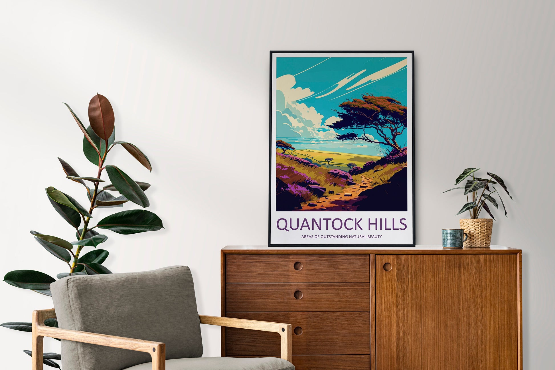 Quantock Hills Travel Print Wall Art Quantock Hills Wall Hanging Home Decoration Quantock Hills Gift Art Lovers Wall Art AONB Wall Print