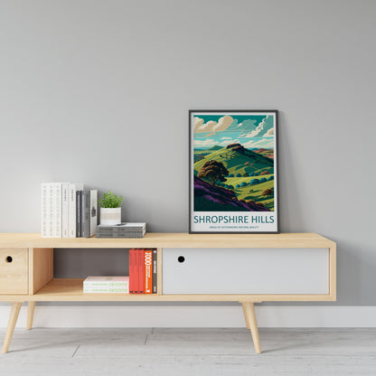 Shropshire Hills Travel Print Wall Art Shropshire Hills Wall Hanging Home Decoration Shropshire Hills Gift Art Lovers Wall Art AONB Wall Art