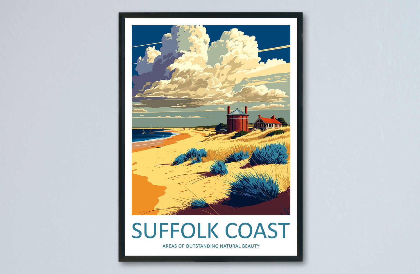 Suffolk Coast Travel Print Wall Art Suffolk Coast Wall Hanging Home Decoration Suffolk Coast Gift Art Lovers Wall Art AONB Wall Print