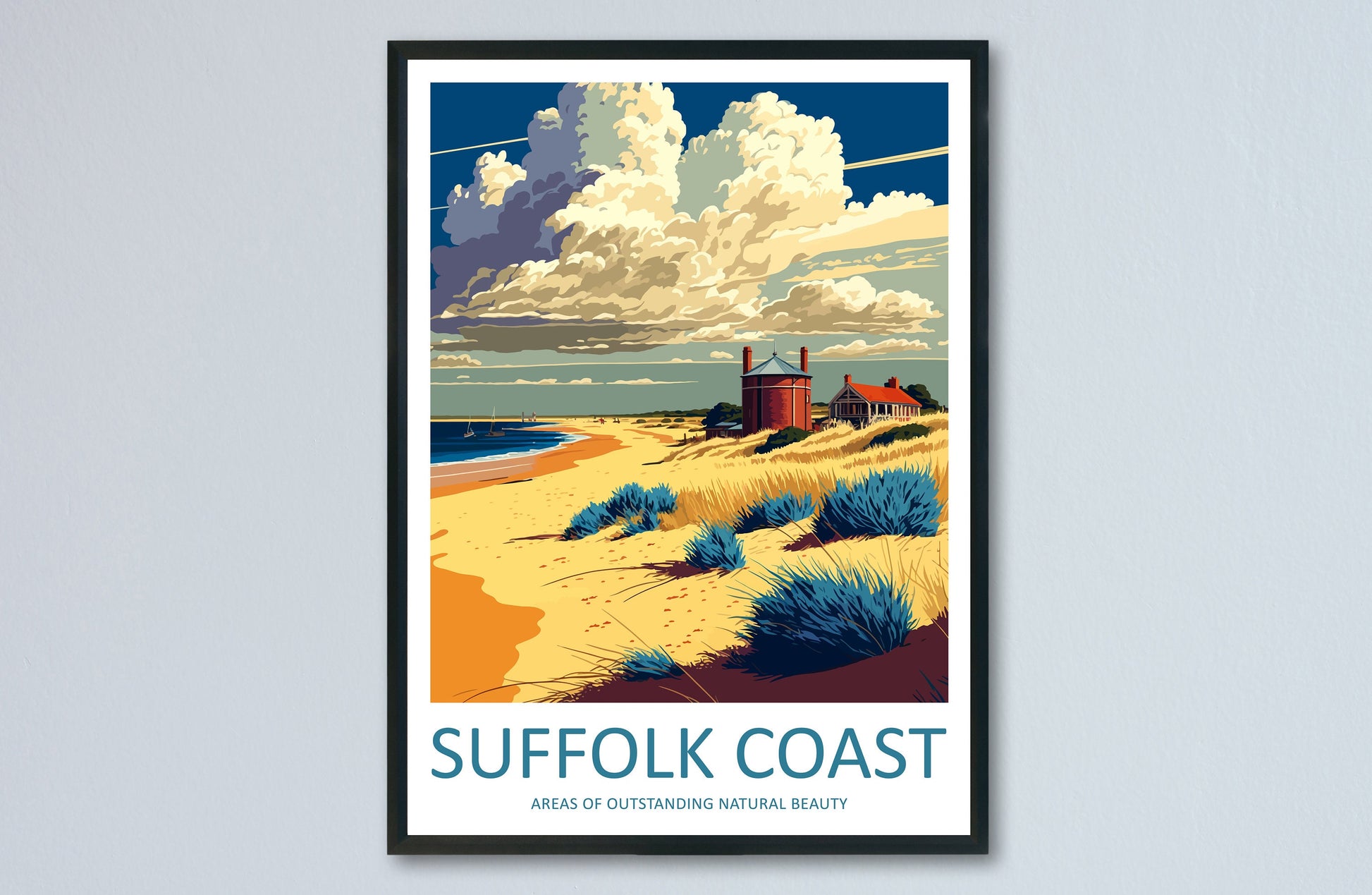 Suffolk Coast Travel Print Wall Art Suffolk Coast Wall Hanging Home Decoration Suffolk Coast Gift Art Lovers Wall Art AONB Wall Print