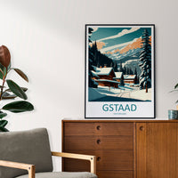 Gstaad Travel Print Wall Art Gstaad Wall Hanging Home Décor Gstaad Gift Art Lovers Ski Art Lover Gift Gstaad Print Skiing Print Swiss Poster