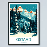 Gstaad Travel Print Wall Art Gstaad Wall Hanging Home Décor Gstaad Gift Art Lovers Ski Art Lover Gift Gstaad Print Skiing Print Swiss Poster