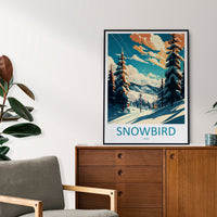 Snowbird Travel Print Wall Art Snowbird Wall Hanging Home Décor Snowbird Gift Art Lovers Ski Art Lover Gift Snowbird Print Skiing Print