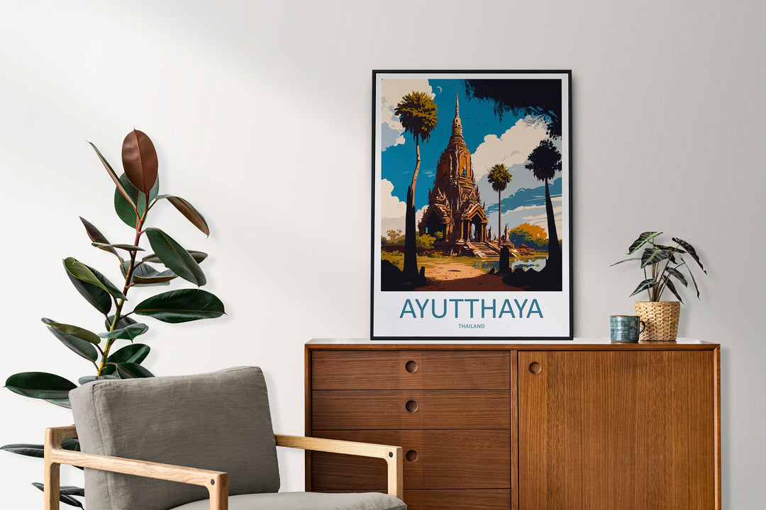 Ayutthaya Travel Print Wall Art Ayutthaya Wall Hanging Home Decoration Ayutthaya Gift Art Lovers Wall Art Thailand Travel Print Gift