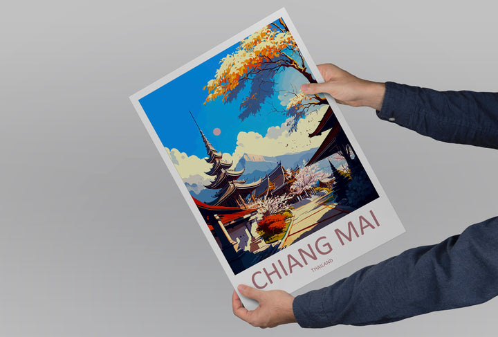 Chiang Mai Travel Print Wall Art Chiang Mai Wall Hanging Home Decoration Chiang Mai Gift Art Lovers Wall Art Thailand Travel Print Gift