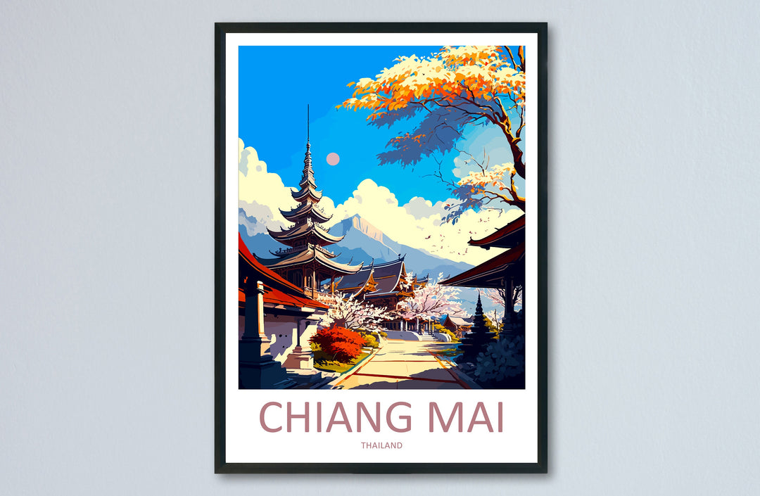 Chiang Mai Travel Print Wall Art Chiang Mai Wall Hanging Home Decoration Chiang Mai Gift Art Lovers Wall Art Thailand Travel Print Gift