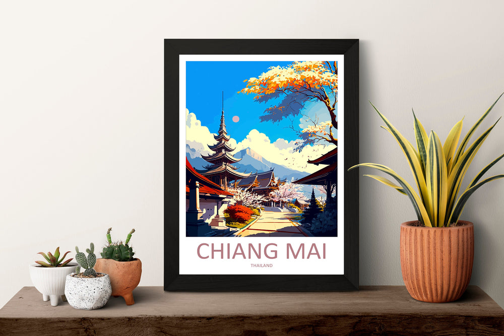 Chiang Mai Travel Print Wall Art Chiang Mai Wall Hanging Home Decoration Chiang Mai Gift Art Lovers Wall Art Thailand Travel Print Gift