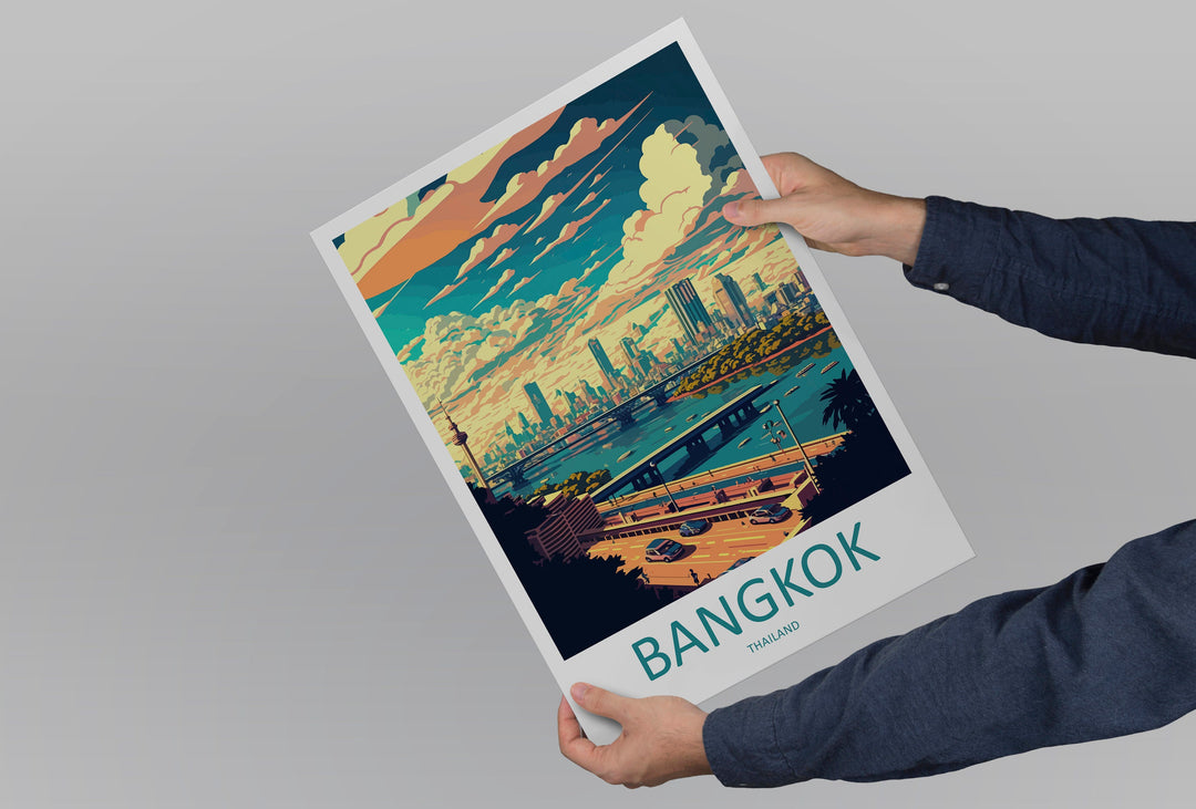 Bangkok Travel Print Wall Art Bangkok Wall Hanging Home Decor Bangkok Gift Art Lovers Wall Art Thailand Travel Print Gift Thai Travel Art
