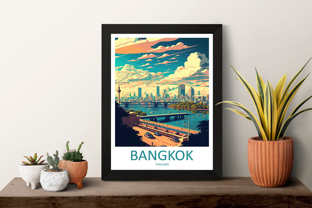 Bangkok Travel Print Wall Art Bangkok Wall Hanging Home Decor Bangkok Gift Art Lovers Wall Art Thailand Travel Print Gift Thai Travel Art