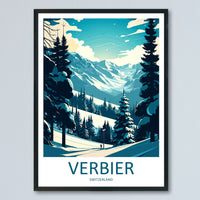 Verbier Travel Print Wall Art Verbier Wall Hanging Home Décor Verbier Gift Art Lovers Ski Art Lover Gift Verbier Print Skiing Art Poster