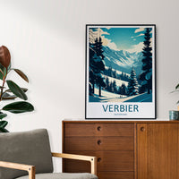 Verbier Travel Print Wall Art Verbier Wall Hanging Home Décor Verbier Gift Art Lovers Ski Art Lover Gift Verbier Print Skiing Art Poster