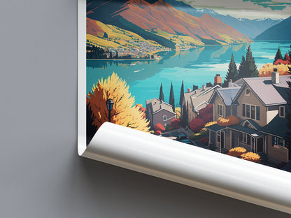 Queenstown Travel Print Wall Art Queenstown Wall Hanging Home Décor Queenstown Gift Art Lovers New Zealand Art Lover Gift Print Queenstown