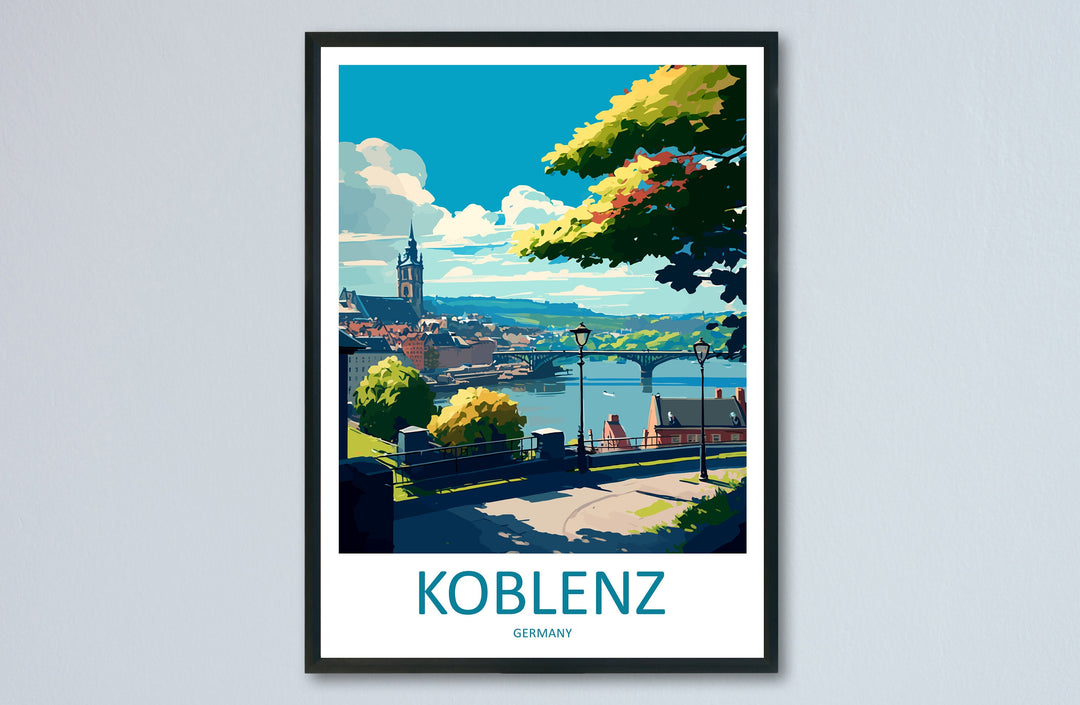 Koblenz Travel Print Wall Art Koblenz Wall Hanging Home Décor Koblenz Gift Art Lovers Germany Art Lover Gift Koblenz Art Travel Gift