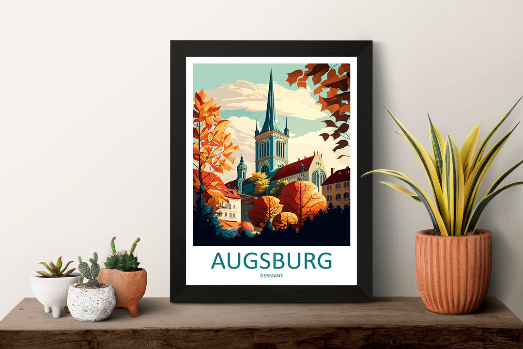 Augsburg Travel Print Wall Art Augsburg Wall Hanging Home Décor Augsburg Gift Art Lovers Germany Art Lover Gift Augsburg Art Travel Gift