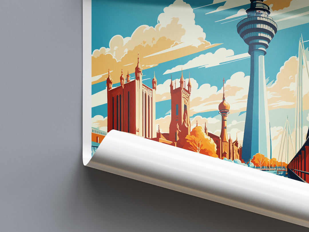 Dusseldorf Travel Print Wall Art Dusseldorf Wall Hanging Home Décor Dusseldorf Gift Art Lovers Germany Art Lover Gift Dusseldorf Travel Gift