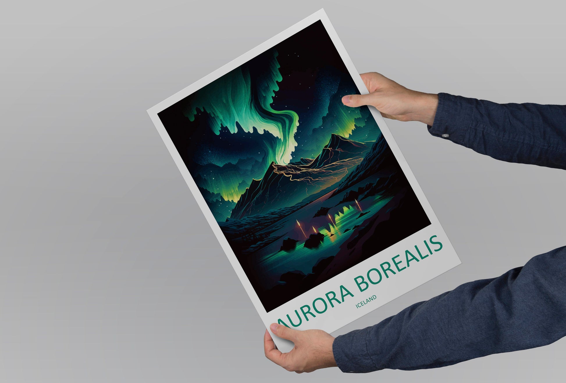 Northern Lights Travel Print Wall Art Aurora Borealis Wall Hanging Home Décor Aurora Borealis Gift Art Lovers Iceland Art Lover Gift Decor