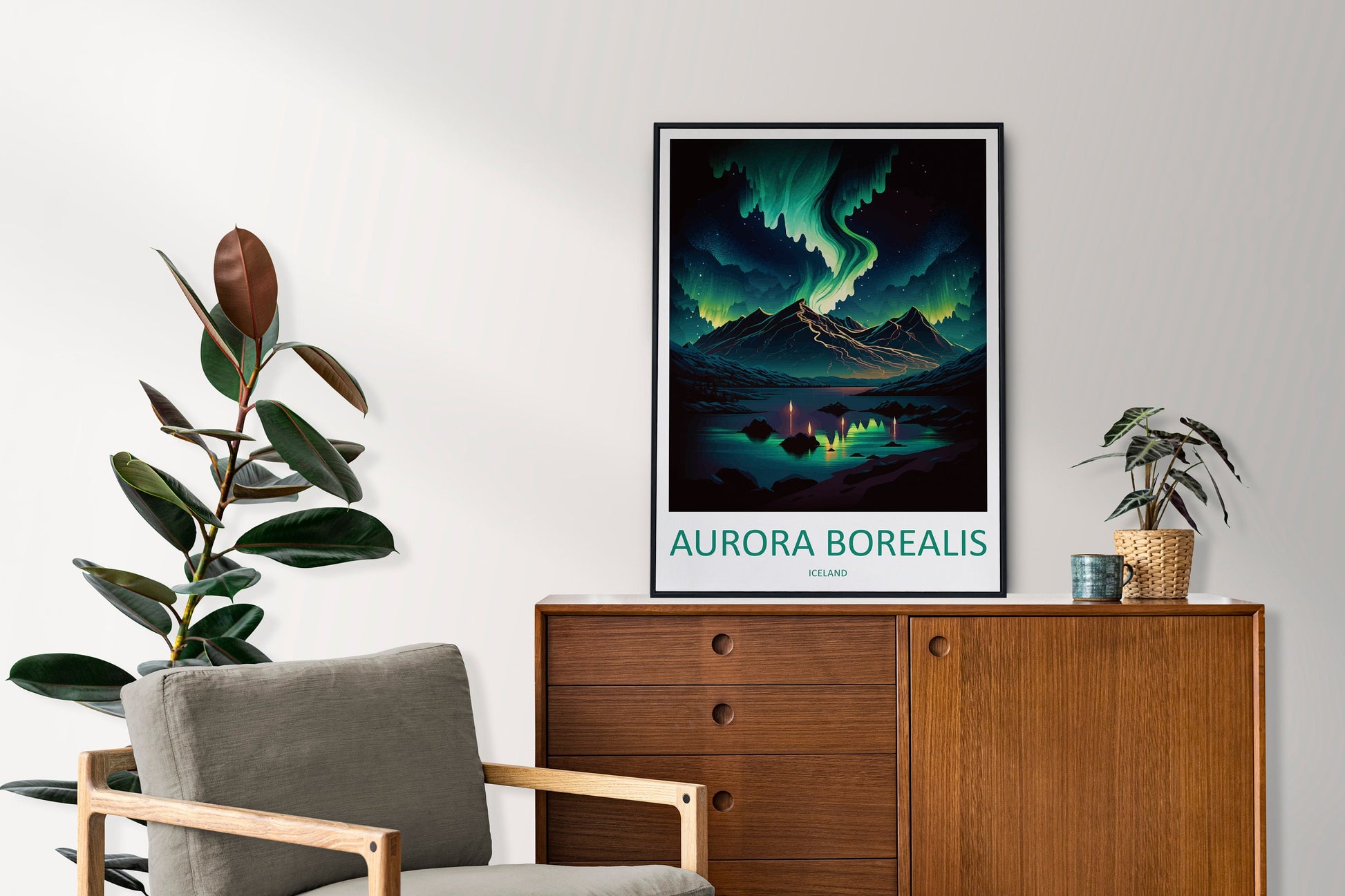 Northern Lights Travel Print Wall Art Aurora Borealis Wall Hanging Home Décor Aurora Borealis Gift Art Lovers Iceland Art Lover Gift Decor