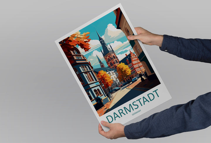 Darmstadt Travel Print Wall Art Darmstadt Wall Hanging Home Décor Darmstadt Gift Art Lovers Germany Art Lover Gift Darmstadt Art Travel Gift