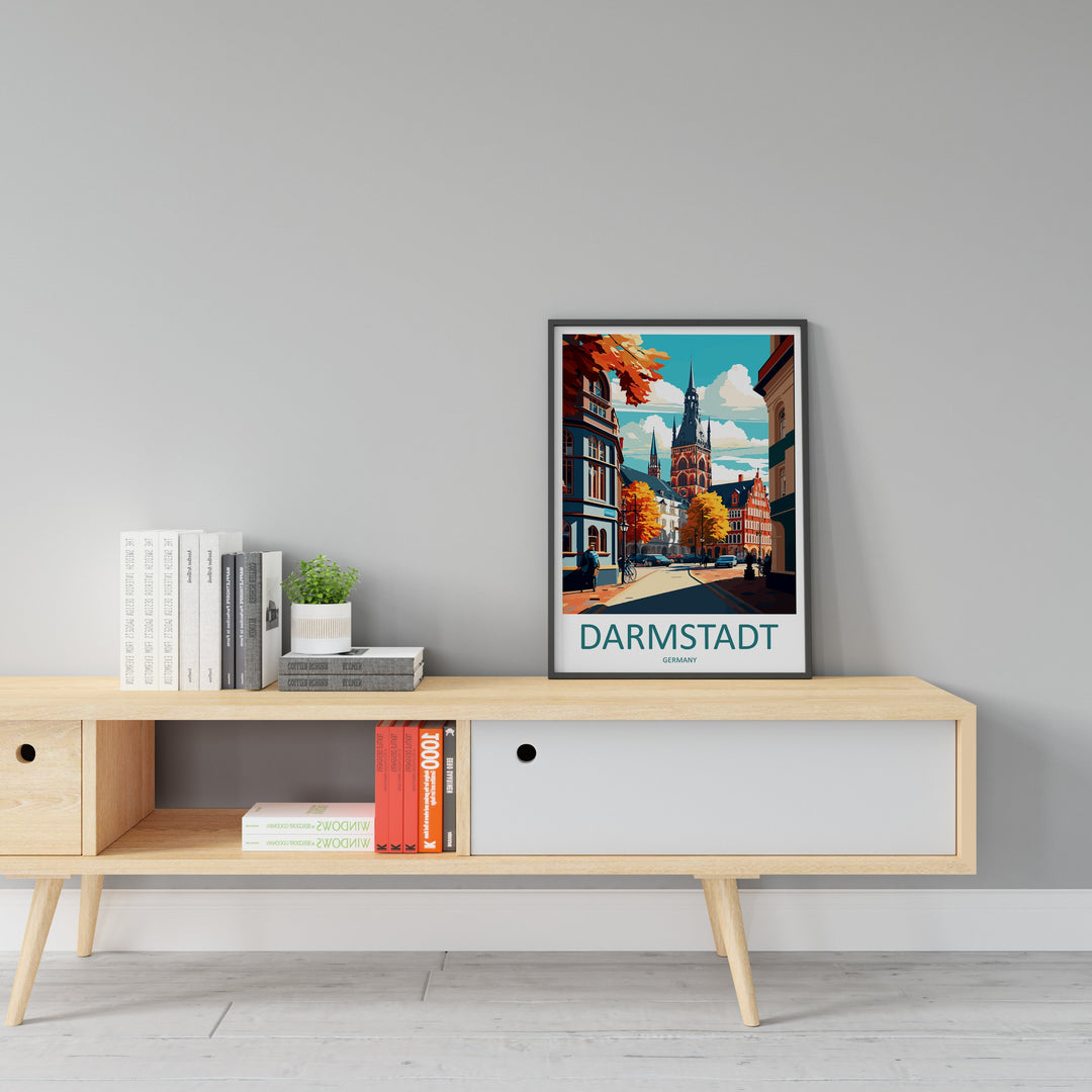 Darmstadt Travel Print Wall Art Darmstadt Wall Hanging Home Décor Darmstadt Gift Art Lovers Germany Art Lover Gift Darmstadt Art Travel Gift