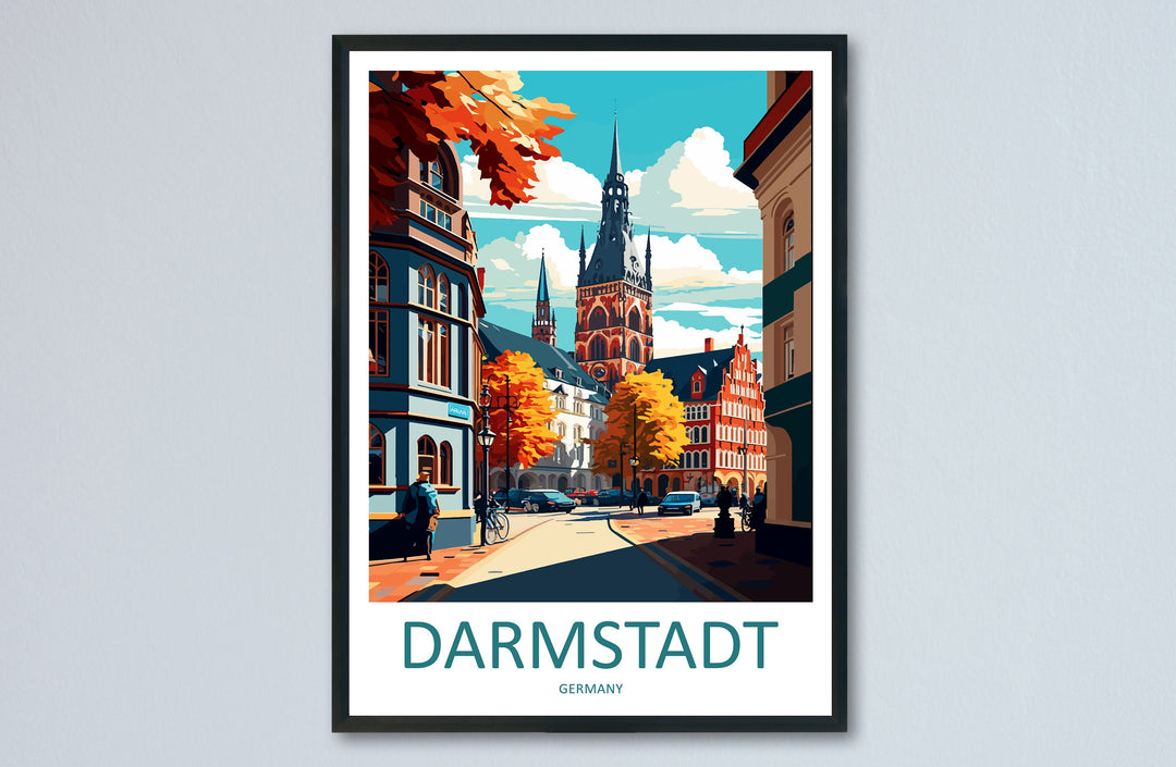 Darmstadt Travel Print Wall Art Darmstadt Wall Hanging Home Décor Darmstadt Gift Art Lovers Germany Art Lover Gift Darmstadt Art Travel Gift